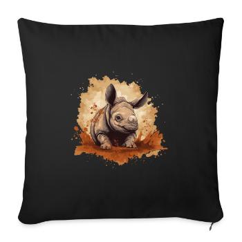 Baby Rhino Rhino Rhinoceros - Sofa pillowcase 17,3'' x 17,3'' (45 x 45 cm) - black - Front