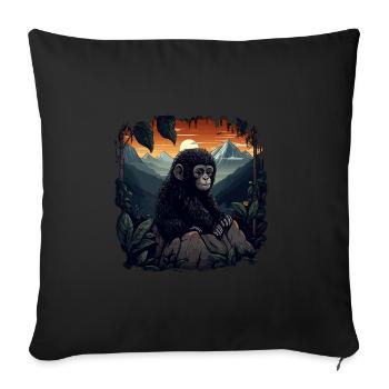 Gorille Singe Animal Bébé Louveteau Singe Gorilles - Housse de coussin décorative 45 x 45 cm - noir - Devant