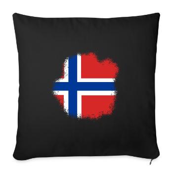 Drapeau de la Norvège Scandinavie Drapeau norvégien - Housse de coussin décorative 45 x 45 cm - noir - Devant