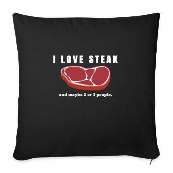 J'adore les amateurs de viande et de carnivores au barbecue - Housse de coussin décorative 45 x 45 cm - noir - Devant