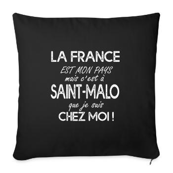 SAINT MALO c'est chez moi-breton T shirt bretagne - Housse de coussin décorative 45 x 45 cm - noir - Devant
