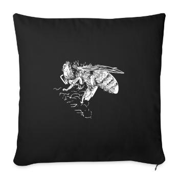Petite abeille mignonne sur une fleur de fleur - Housse de coussin décorative 45 x 45 cm - noir - Devant