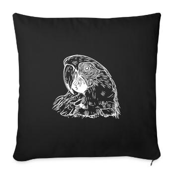 Kakadu Portrait Vintage Oiseau Dessin - Housse de coussin décorative 45 x 45 cm - noir - Devant