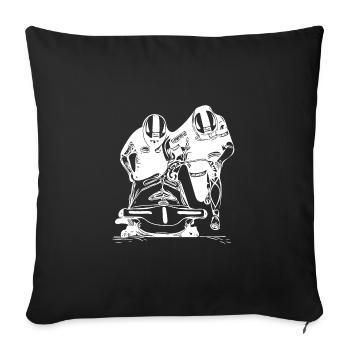 Winter sports enthusiasts and bobsleigh riders two-man bobsleigh in the ice channel - Sofa pillowcase 17,3'' x 17,3'' (45 x 45 cm) - black - Front