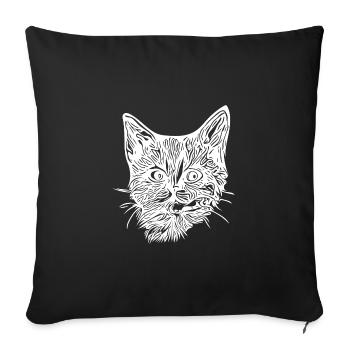 Chaton mignon et mignon - Housse de coussin décorative 45 x 45 cm - noir - Devant