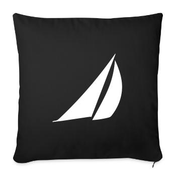Voilier avec voile pour marins et capitaines - Housse de coussin décorative 45 x 45 cm - noir - Devant