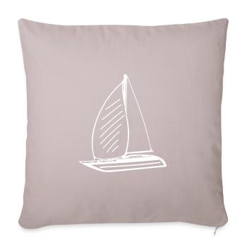 Sportliches Segelboot mit Segeln - Sofakissenbezug 45 x 45 cm - helles Taupe - Vorne