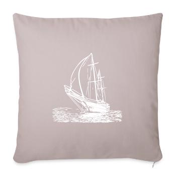 Schnittiges Segelschiff mit Segeln - Sofakissenbezug 45 x 45 cm - helles Taupe - Vorne