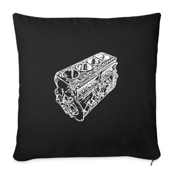 Auto Engine Block Cylinder Displacement Fan - Sofa pillowcase 17,3'' x 17,3'' (45 x 45 cm) - black - Front