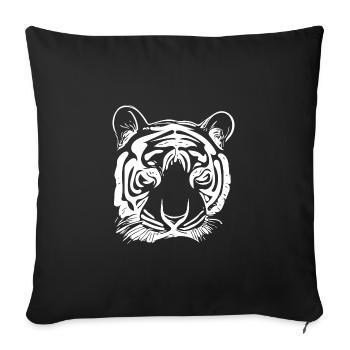 Tiger Großkatze mit Vintage Streifenmuster - Sofakissenbezug 45 x 45 cm - Schwarz - Vorne