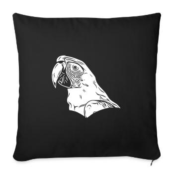 Perroquet Vintage Portrait Dessin d’oiseau - Housse de coussin décorative 45 x 45 cm - noir - Devant