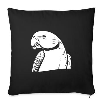 Collared Parakeet Portrait Vintage Parrot Drawing - Sofa pillowcase 17,3'' x 17,3'' (45 x 45 cm) - black - Front
