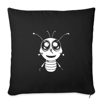 Petite abeille mignonne et souriante - Housse de coussin décorative 45 x 45 cm - noir - Devant