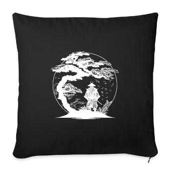 Guerrier japonais sous les cerisiers en fleurs - Housse de coussin décorative 45 x 45 cm - noir - Devant