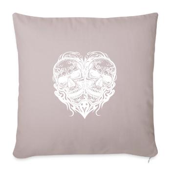Cœur de deux crânes tatouage style tribal - Housse de coussin décorative 45 x 45 cm - taupe clair - Devant