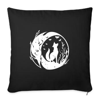 Hübscher niedlicher Tattoo Style Fuchs im Mond - Sofakissenbezug 45 x 45 cm - Schwarz - Vorne