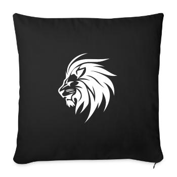 Tête de lion sauvage avec style de tatouage de crinière - Housse de coussin décorative 45 x 45 cm - noir - Devant