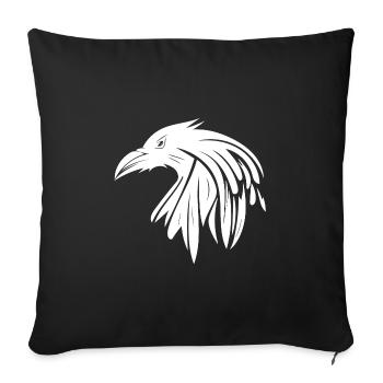 Raven with sinister look as a tattoo portrait - Sofa pillowcase 17,3'' x 17,3'' (45 x 45 cm) - black - Front