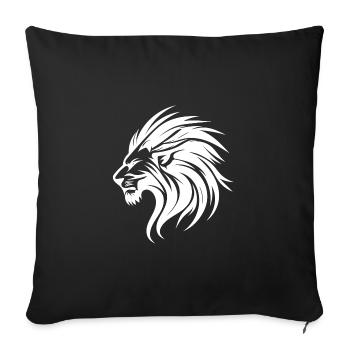 Lion maléfique avec portrait de tatouage de crinière - Housse de coussin décorative 45 x 45 cm - noir - Devant