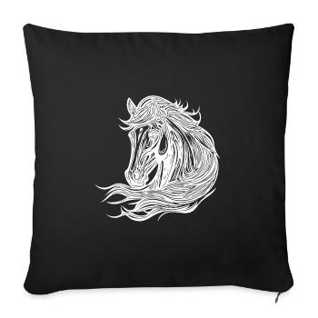 Hübsche Stuten Porträt mit Mähne im Wind - Sofakissenbezug 45 x 45 cm - Schwarz - Vorne
