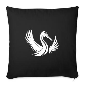 Portrait de tatouage de cigogne avec de belles ailes - Housse de coussin décorative 45 x 45 cm - noir - Devant