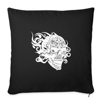 Crâne de tatouage de tatouage souriant vintage - Housse de coussin décorative 45 x 45 cm - noir - Devant
