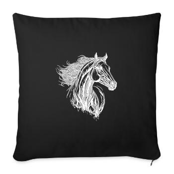 Etalon à crinière élégante dans le vent Portrait de cheval - Housse de coussin décorative 45 x 45 cm - noir - Devant