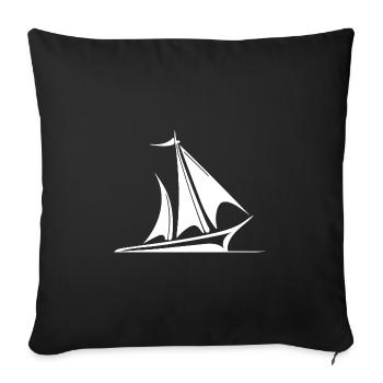 Sailboat with sail for cool captains and skippers - Sofa pillowcase 17,3'' x 17,3'' (45 x 45 cm) - black - Front