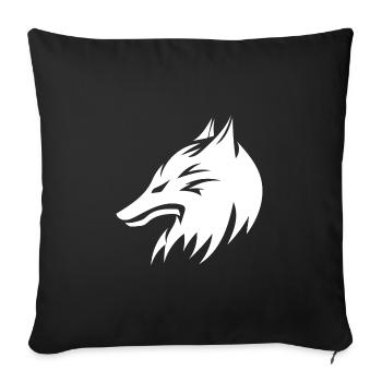 Style de tatouage de portrait de tête de loup - Housse de coussin décorative 45 x 45 cm - noir - Devant