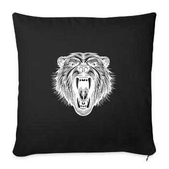 Tête d’ours en colère avec des dents pointues - Housse de coussin décorative 45 x 45 cm - noir - Devant