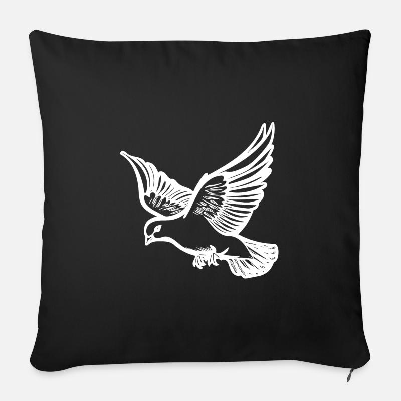 Fliegende Taube auf großen breiten Schwingen - Sofakissenbezug 45 x 45 cm - Schwarz