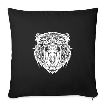 Tête d’ours sauvage dangereux avec des dents pointues - Housse de coussin décorative 45 x 45 cm - noir - Devant