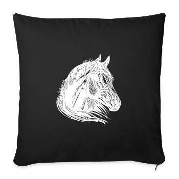 Juments Chevaux Portrait avec une crinière d’une beauté fantastique - Housse de coussin décorative 45 x 45 cm - noir - Devant