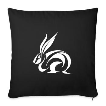Mignon Lapin Tatouage Petite Ligne Lapin - Housse de coussin décorative 45 x 45 cm - noir - Devant