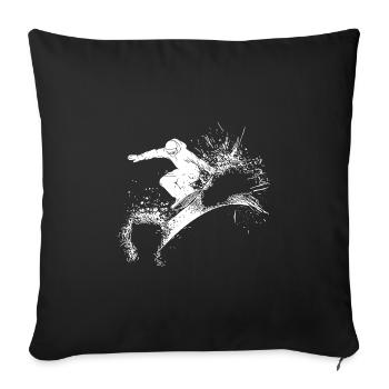 Powder Snow Jump Style Move Crazy Snowboard - Housse de coussin décorative 45 x 45 cm - noir - Devant