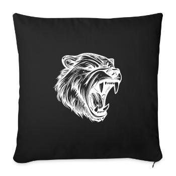 Portrait de tatouage d’ours en colère avec des dents pointues - Housse de coussin décorative 45 x 45 cm - noir - Devant