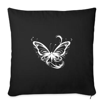 Pretty Tattoo Lines Style Butterfly - Housse de coussin décorative 45 x 45 cm - noir - Devant