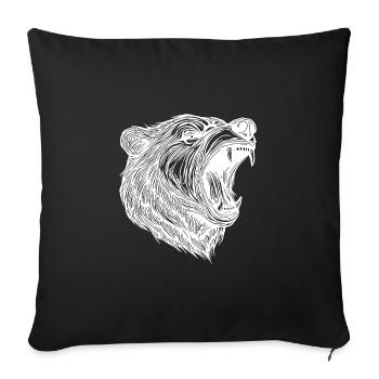 Tête d’ours sauvage aux dents acérées - Housse de coussin décorative 45 x 45 cm - noir - Devant