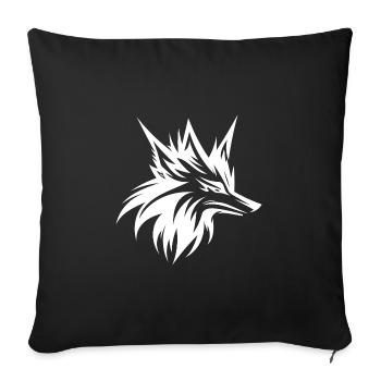 Wild Wolf Head Tattoo Style Portrait - Sofa pillowcase 17,3'' x 17,3'' (45 x 45 cm) - black - Front