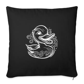 Cute swimming duck with funny grin - Sofa pillowcase 17,3'' x 17,3'' (45 x 45 cm) - black - Front
