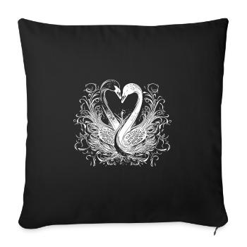 Élégants cygnes aimants en forme de cœur - Housse de coussin décorative 45 x 45 cm - noir - Devant