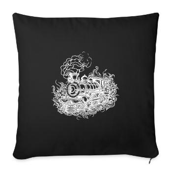 Modélisme ancienne locomotive ferroviaire locomotive à vapeur - Housse de coussin décorative 45 x 45 cm - noir - Devant
