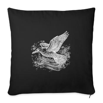 Elegant flying seagull over the water - Sofa pillowcase 17,3'' x 17,3'' (45 x 45 cm) - black - Front