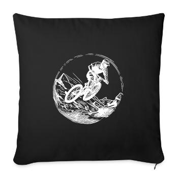 Springender Mountainbiker mit Fahrrad - Sofakissenbezug 45 x 45 cm - Schwarz - Vorne