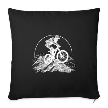 Mountain peak mountain biker with bike - Sofa pillowcase 17,3'' x 17,3'' (45 x 45 cm) - black - Front