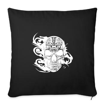 Crâne de tatouage souriant brûlant - Housse de coussin décorative 45 x 45 cm - noir - Devant
