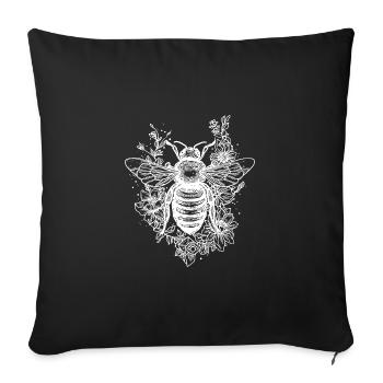 Cute little tattoo bee on a flower blossom - Sofa pillowcase 17,3'' x 17,3'' (45 x 45 cm) - black - Front