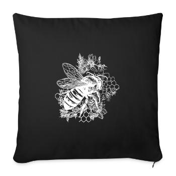 Petite abeille mignonne sur une fleur - Housse de coussin décorative 45 x 45 cm - noir - Devant