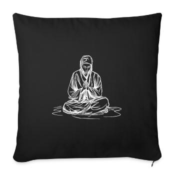 Jeune moine en méditation profonde - Housse de coussin décorative 45 x 45 cm - noir - Devant