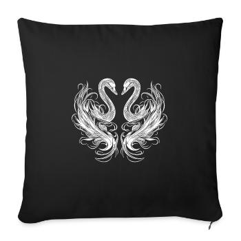 Cygnes élégants en forme de cœur - Housse de coussin décorative 45 x 45 cm - noir - Devant